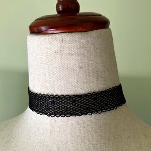 Black Lace Mesh Fishnet Dot Choker